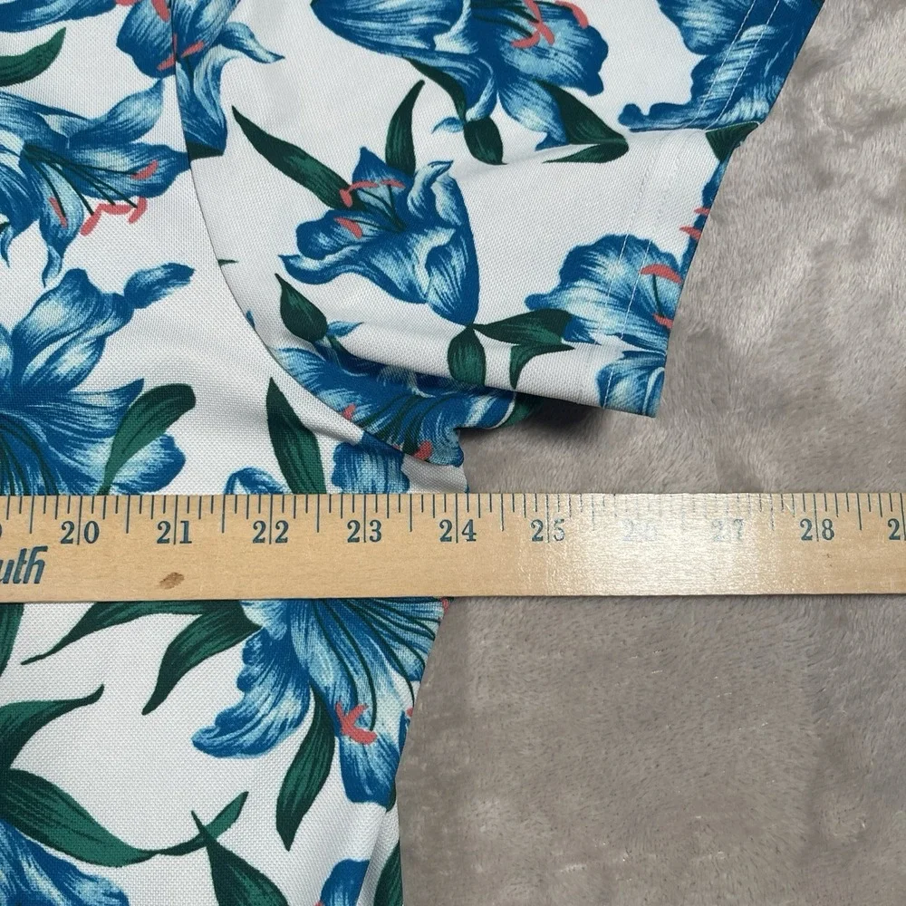 Bonobos Golf Polo Shirt Mens XL Slim Fit Blue Plumeria Floral Performance